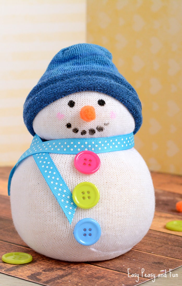 No-Sew Sock Snowman Craft for Kids