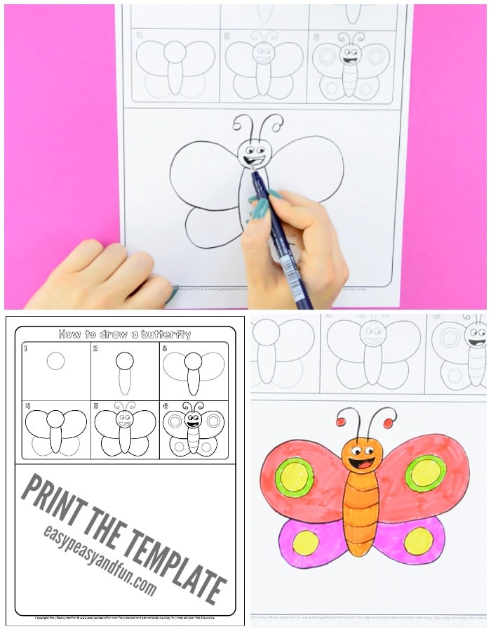 How to Draw a Butterfly Step by Step for Kids + Printable ...