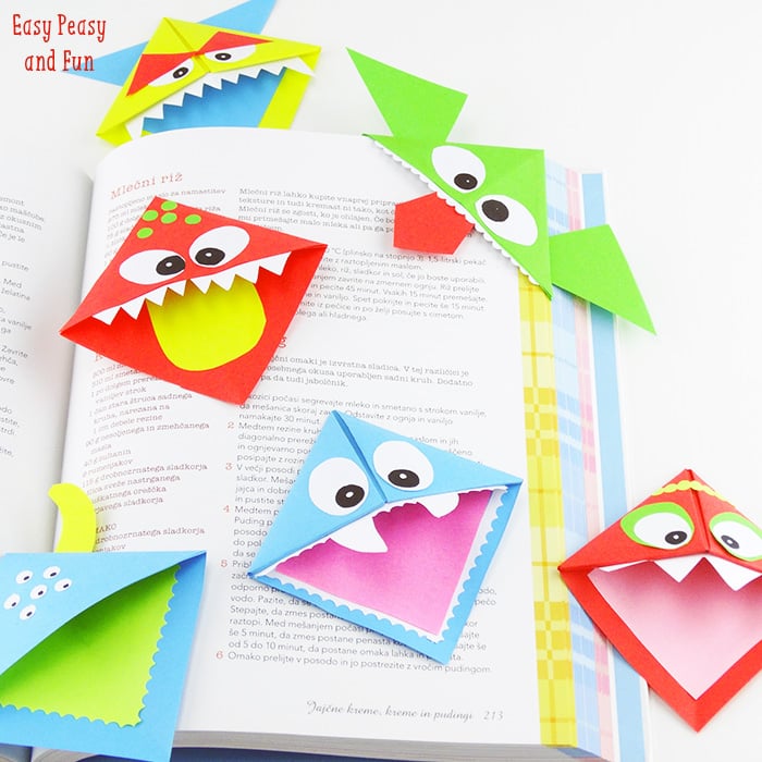 DIY Origami Corner Bookmark Monsters