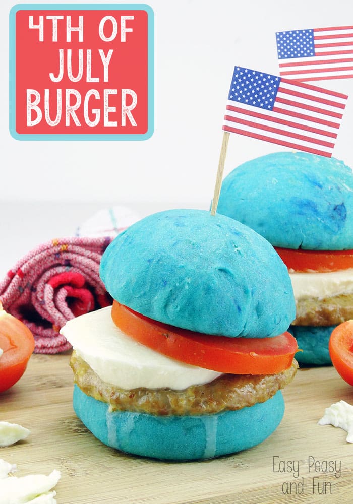 4th Of July Burger - Giving your favorite burgers an Independence Day twist! What a fun patriotic food idea!