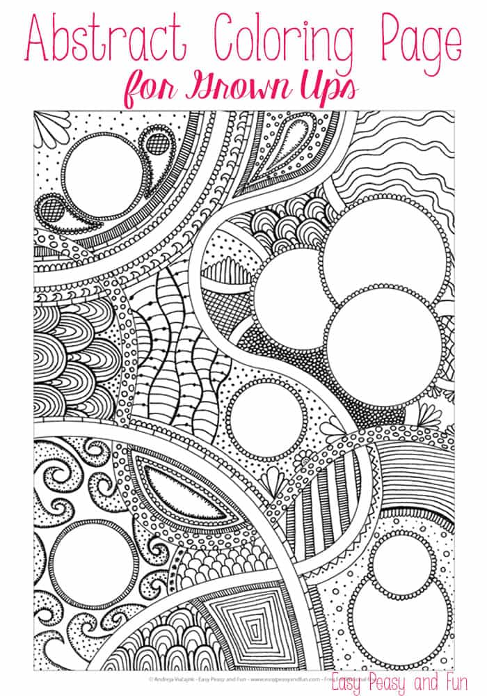 Free Abstract Coloring Page for Adults - Easy Peasy and Fun