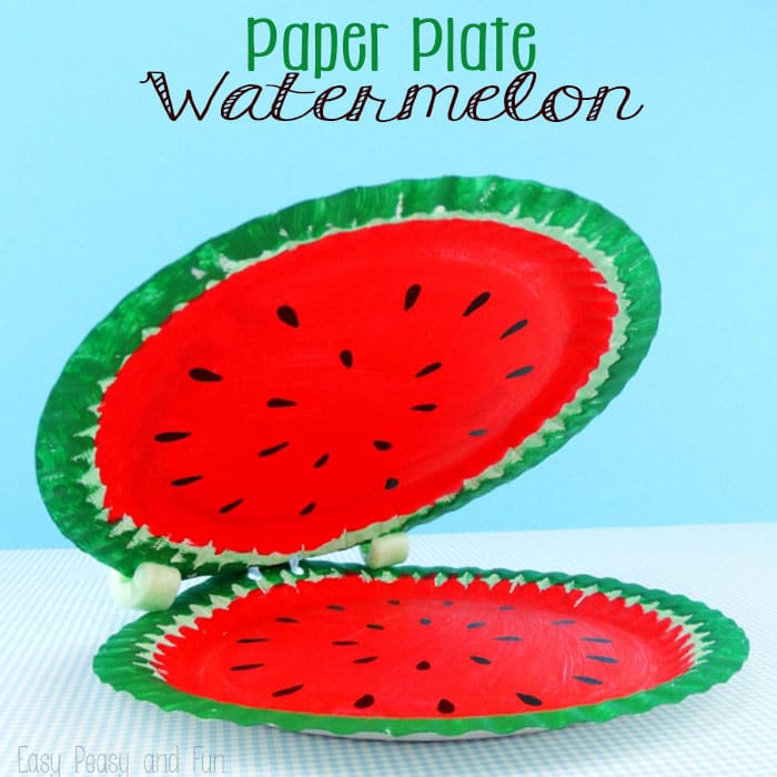Paper Plate Crafts for Kids - Watermelon 