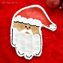 Santa Claus salt dough ornament with handprint