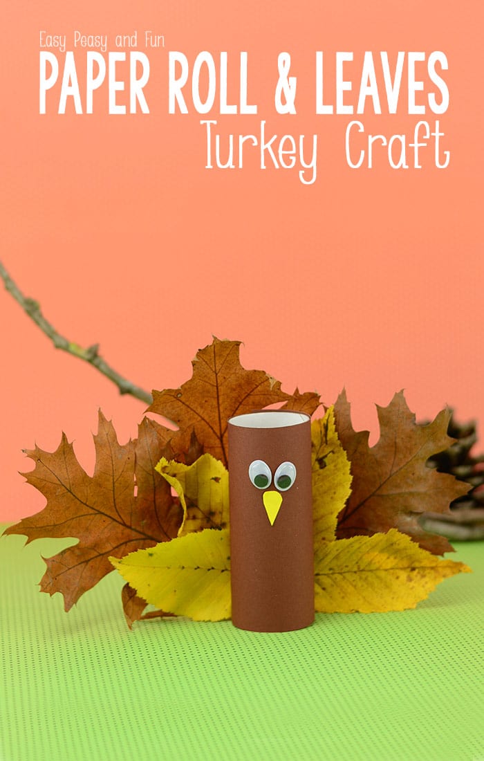 Toilet Paper Roll Turkey Craft with Leaves