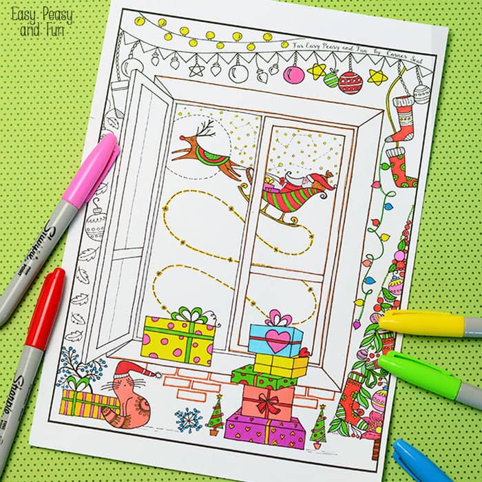 Detailed Christmas Coloring Page for Adults and Kids