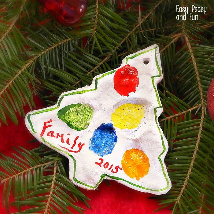 Fingerprint Christmas Tree Salt Dough Decorations