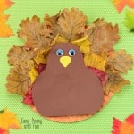 Paper Plate Turkey Craft with Leaves