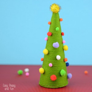 Pom Pom Cone Christmas Tree Craft for Kids