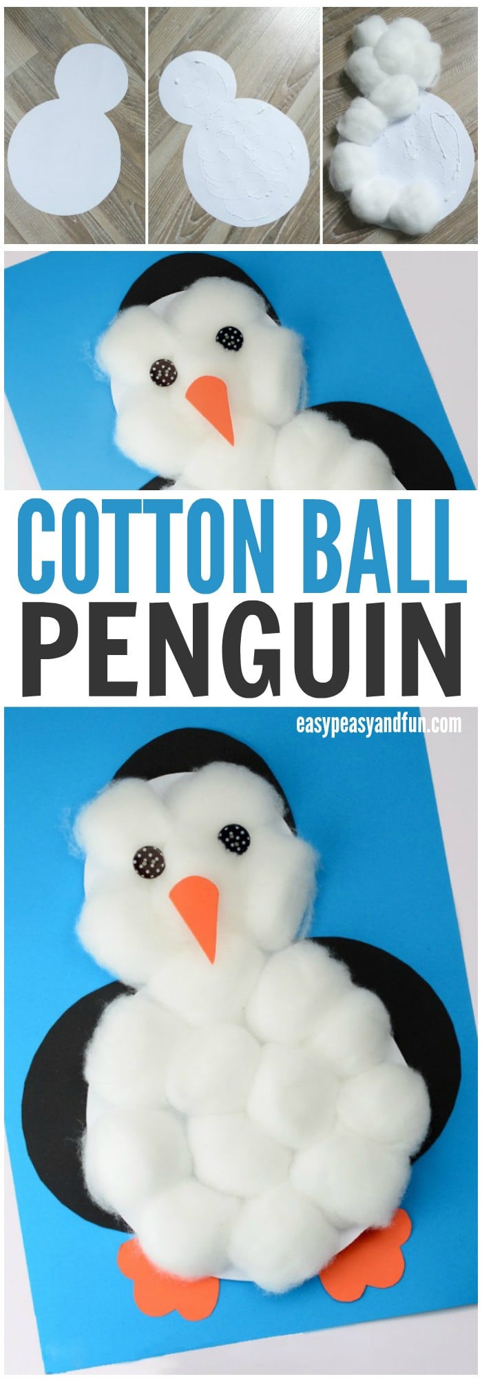 Adorable Cotton Balls Penguin Craft for Kids to Make