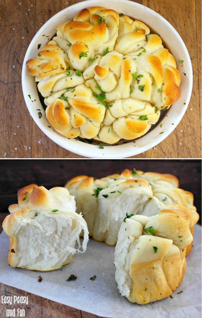 Garlic Herb Butter Rosette Bread - Delicious pull apart bread recipe