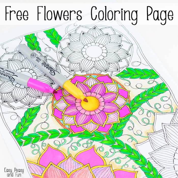 Adult flower coloring page