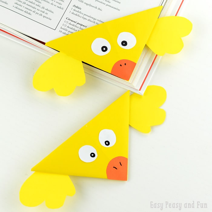 Easy Origami Corner Bookmark for Kids - Chick, perfect Easter origami for kids