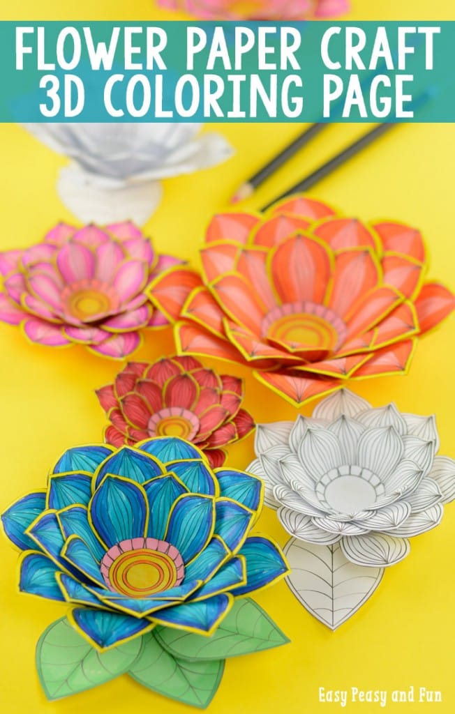 Download Paper Craft Flowers 3D Coloring Pages - Easy Peasy and Fun