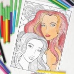 Two faces coloring page for adults - free printable