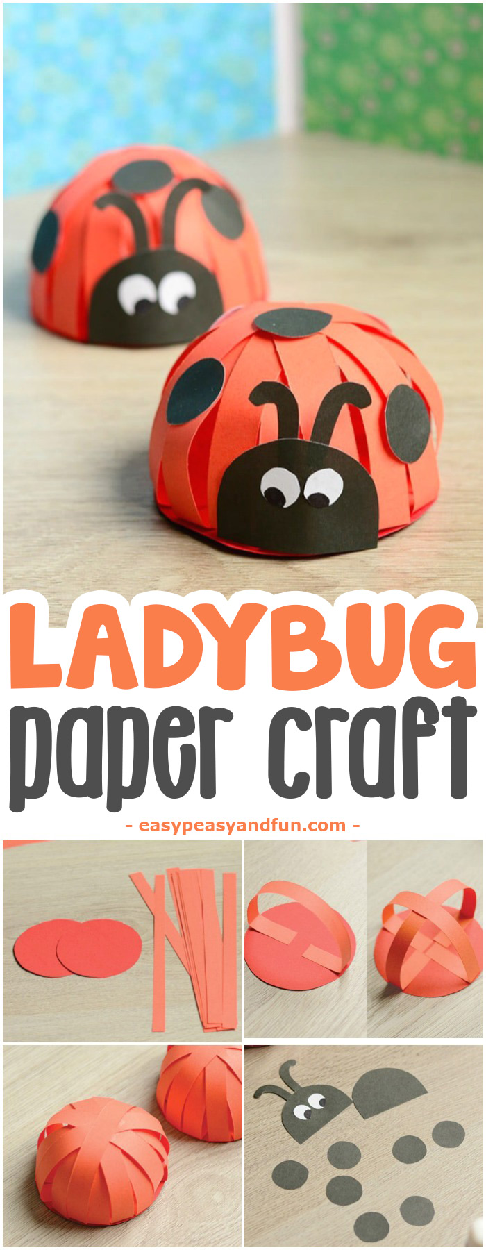 Cute paper ladybug crafts #craftsforkids #activitiesforkids #Springcrafts