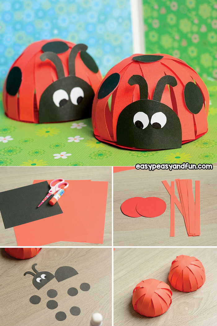 Construction Paper Ladybug Craft - perfect spring craft idea for kids to do. This makes a great classroom project for kids in kindergarten.