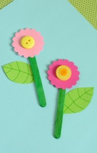 Cute as a Button Craft Stick Flower Craft