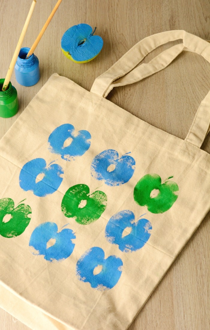 DIY Apple Printed Grocery Bag for Kids to Make