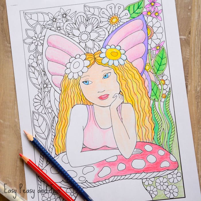 Fairy coloring page for grown ups