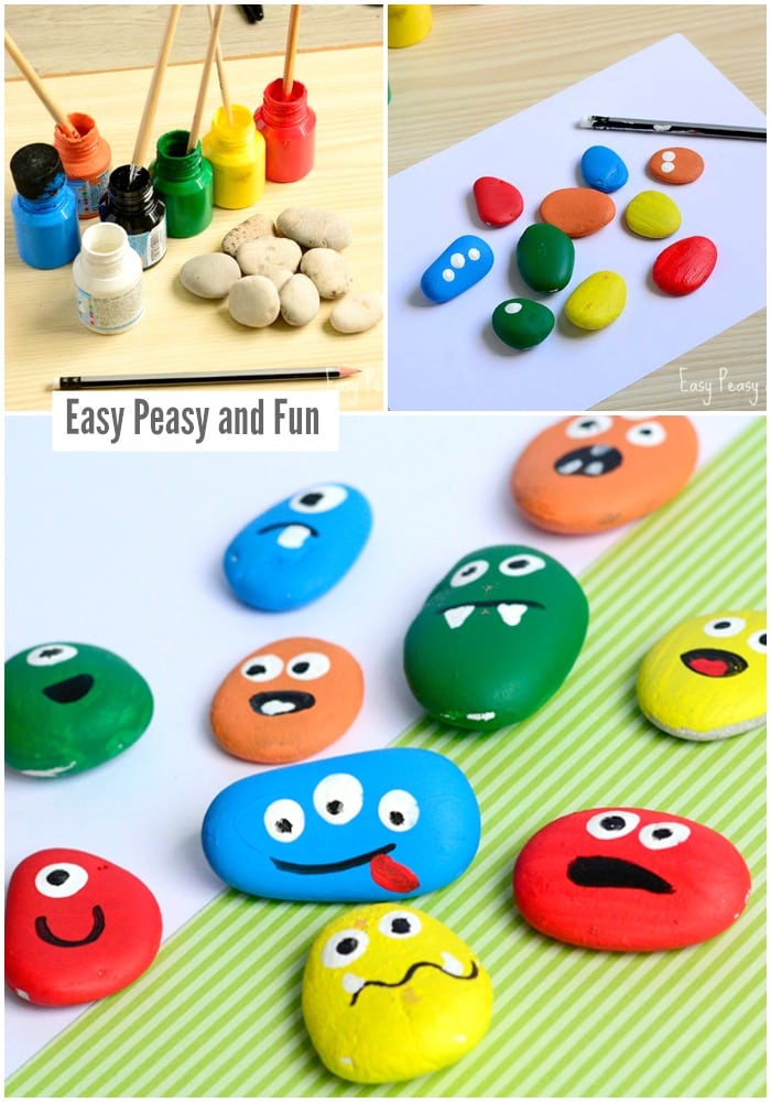 Cute Monster Rock Painting Craft for Kids