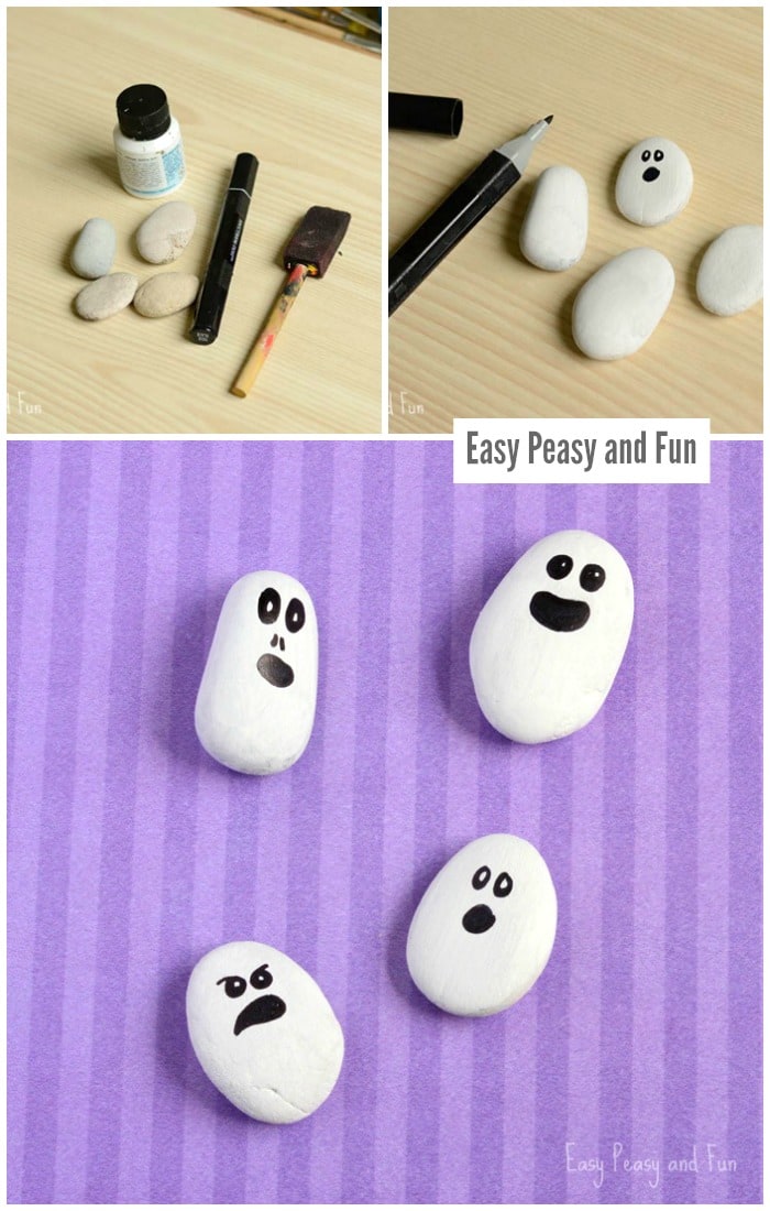 Painted Rock Ghosts Art Project for Kids
