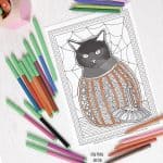 Halloween Coloring Page - Cat in a Pumpkin