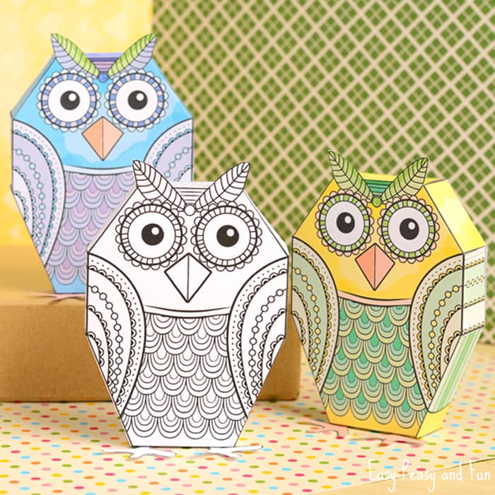 Owl Paper Toys to Color
