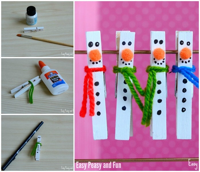 Clothespin snowman craft for your kids