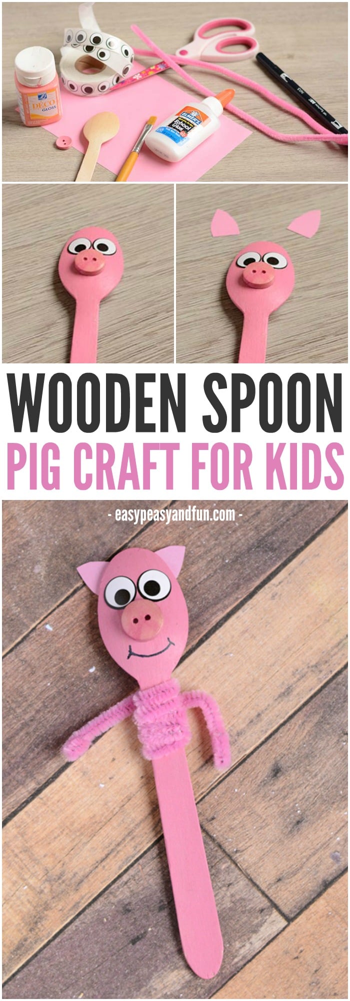 Adorable Wooden Spoon Pig Craft