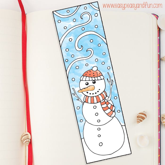 Snowman Bookmark to Color