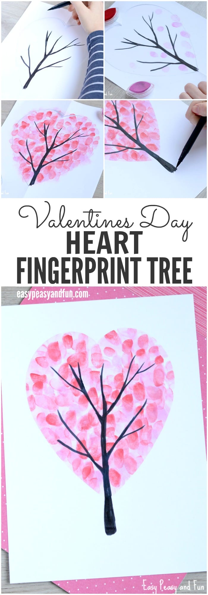 Valentines Day Heart Fingerprint Tree Craft