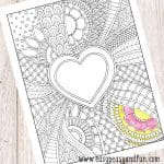 Valentines Day Doodle Coloring Page for Adults