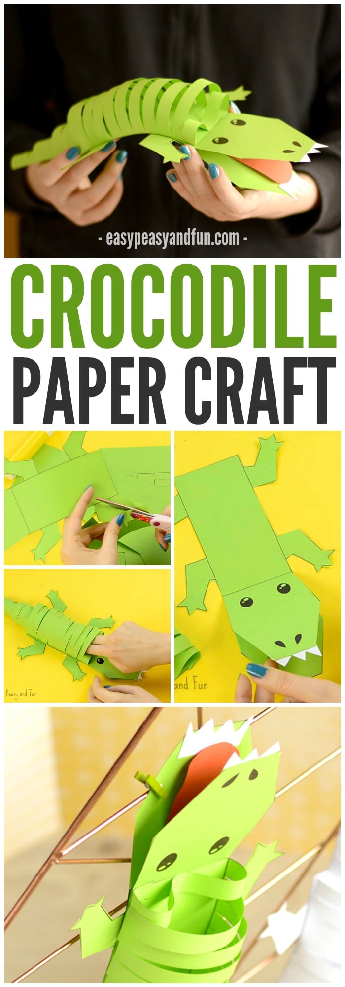 Adorable Paper Crocodile Craft for Kids
