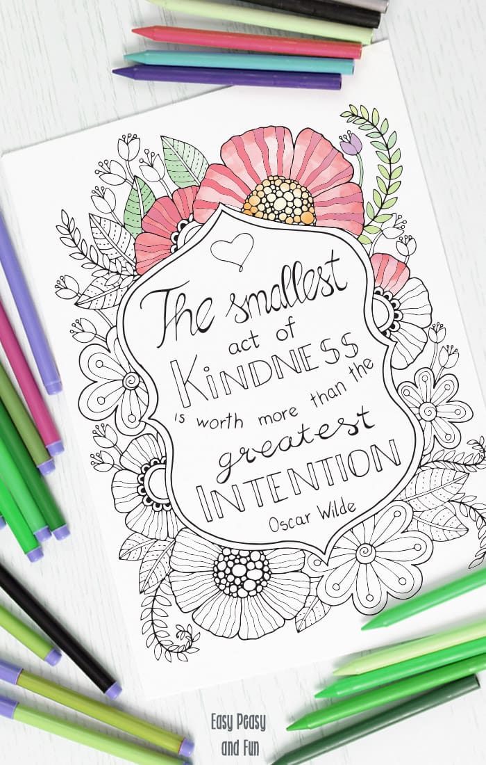 Kindness Quote Coloring Page for Adults