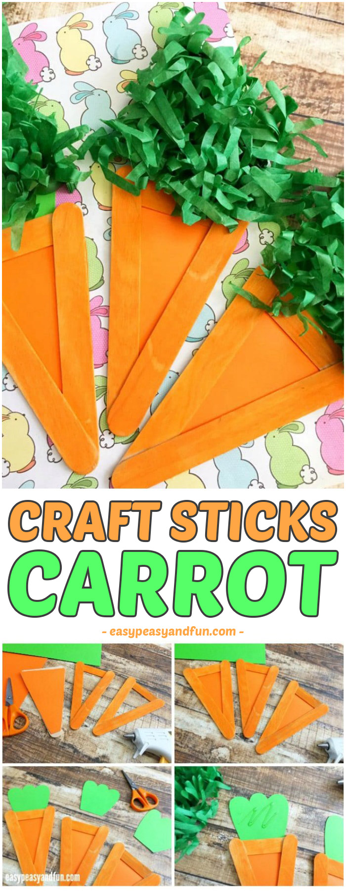 Cute and Simple Carrot Craft for Kids to Make #craftsforkids #activitiesforkids #eastercrafts