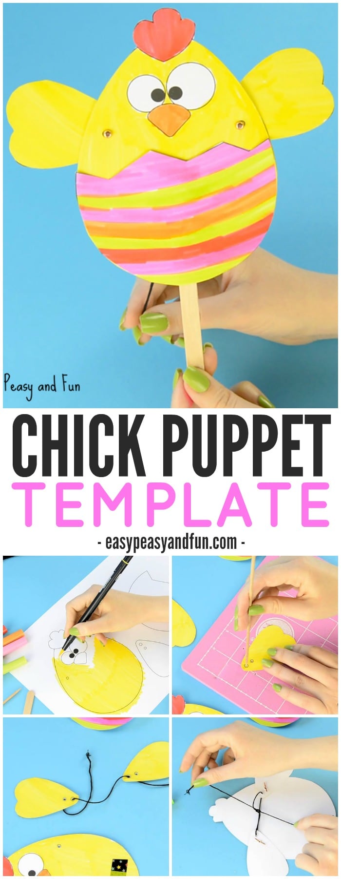 Paper Chick Puppet Craft Template – Fun Easter Idea