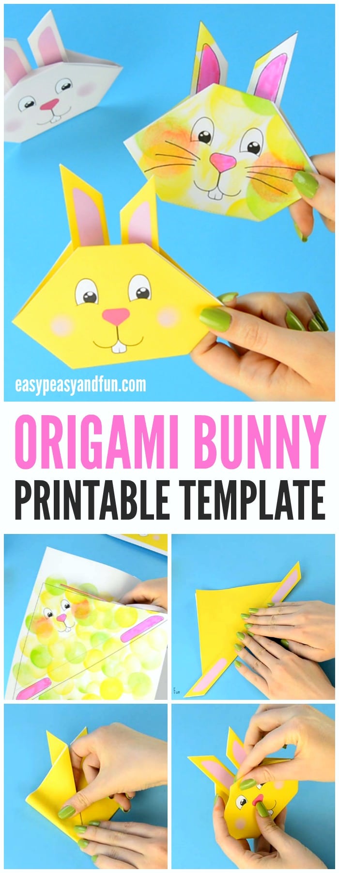Cute Origami Bunny Template Craft Idea for Kids to Make