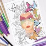 Butterflies in Hair Coloring Page