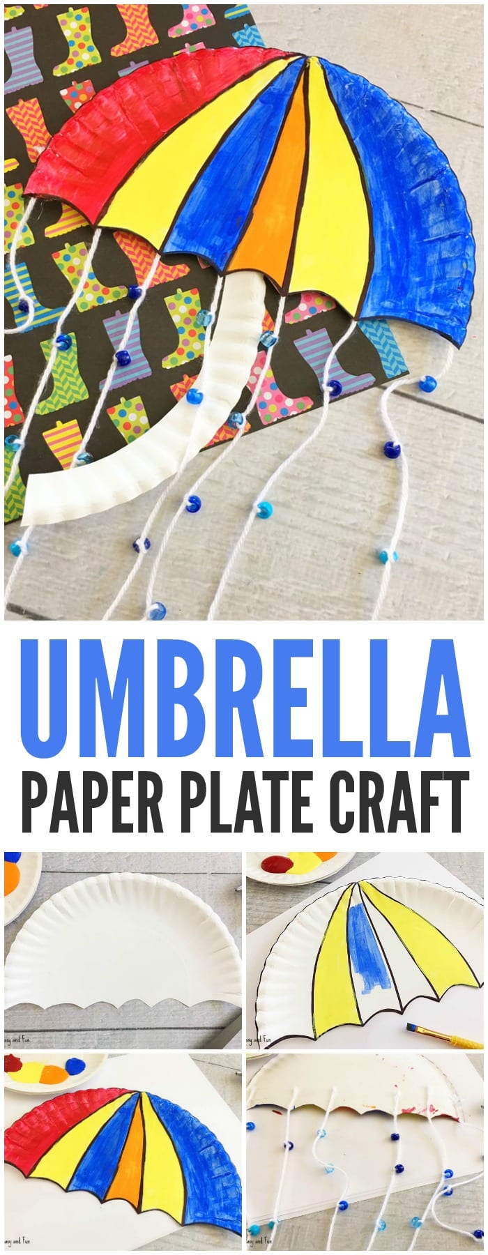 Cute Umbrella Paper Plate Craft for Kids to Make 