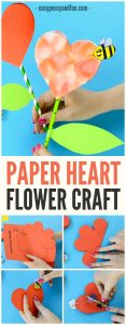 Paper Heart Flower Craft with Template - Easy Peasy and Fun