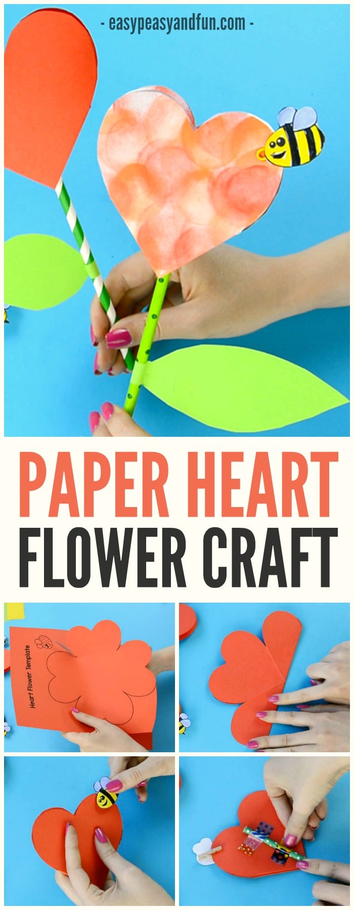 Lovely Paper Heart Flower Craft for Kids to Make