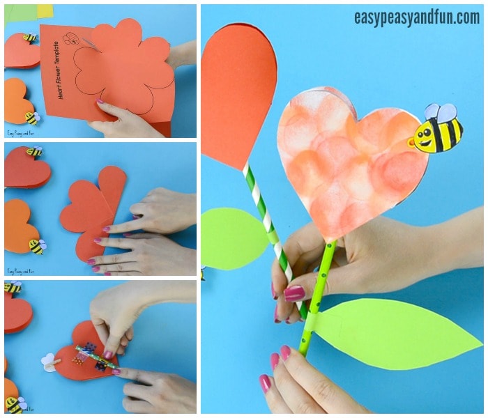 Lovely Paper Heart Flower Craft