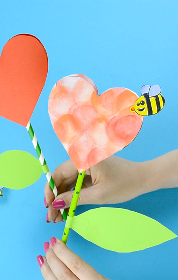Paper Heart Flower Craft for Kids to Make