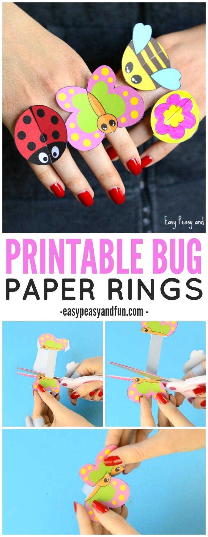 Printable Bug Paper Rings For Kids Craft Template Easy Peasy And Fun