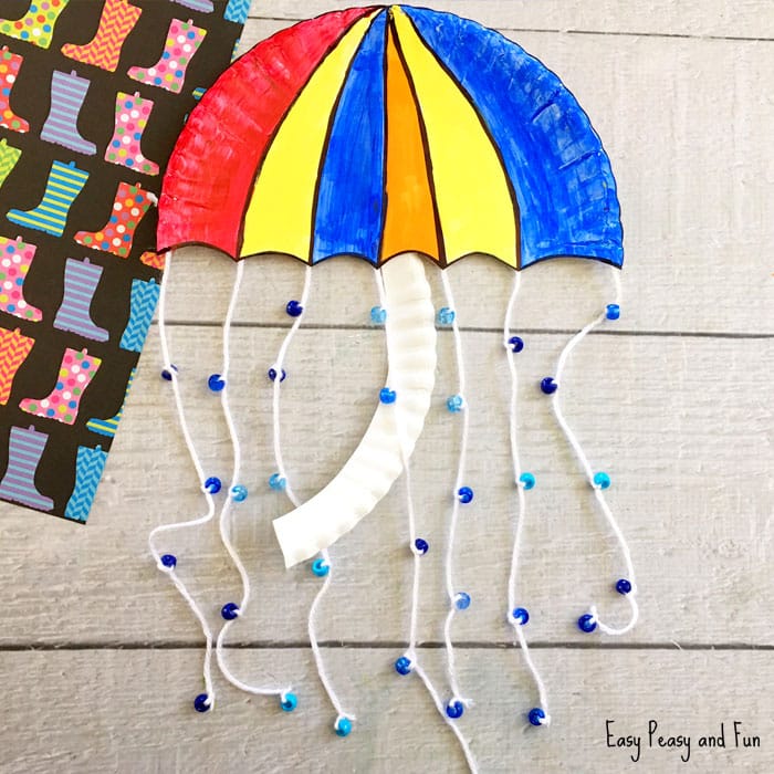 Paper Plate Craft Umbrella for Kids