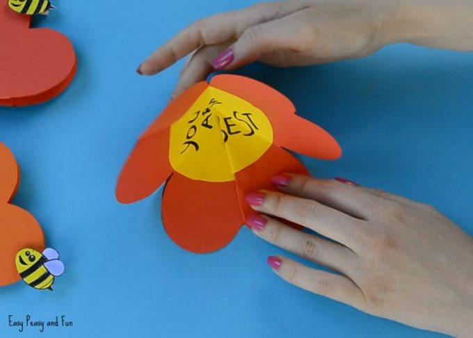 Paper Heart Flower Craft with Template - Easy Peasy and Fun