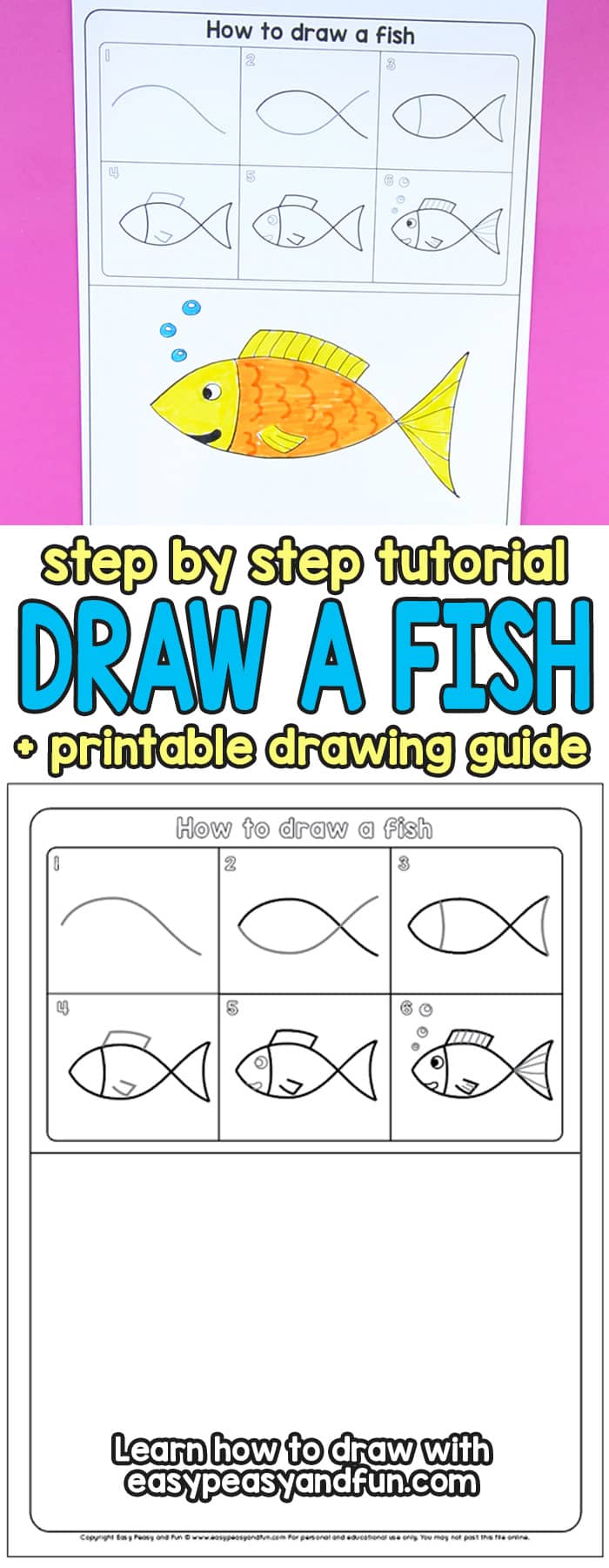 How to Draw a Fish Step by Step Tutorial for Kids + Printable