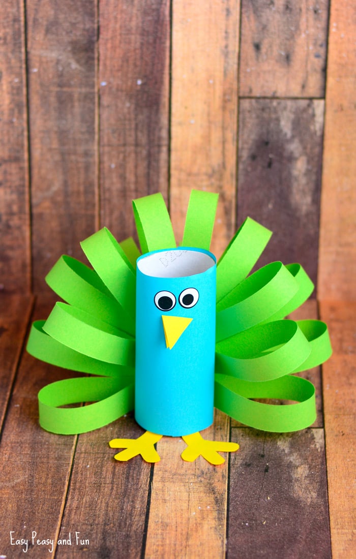 Paper Roll Peacock Crafts for Kids to DIY
