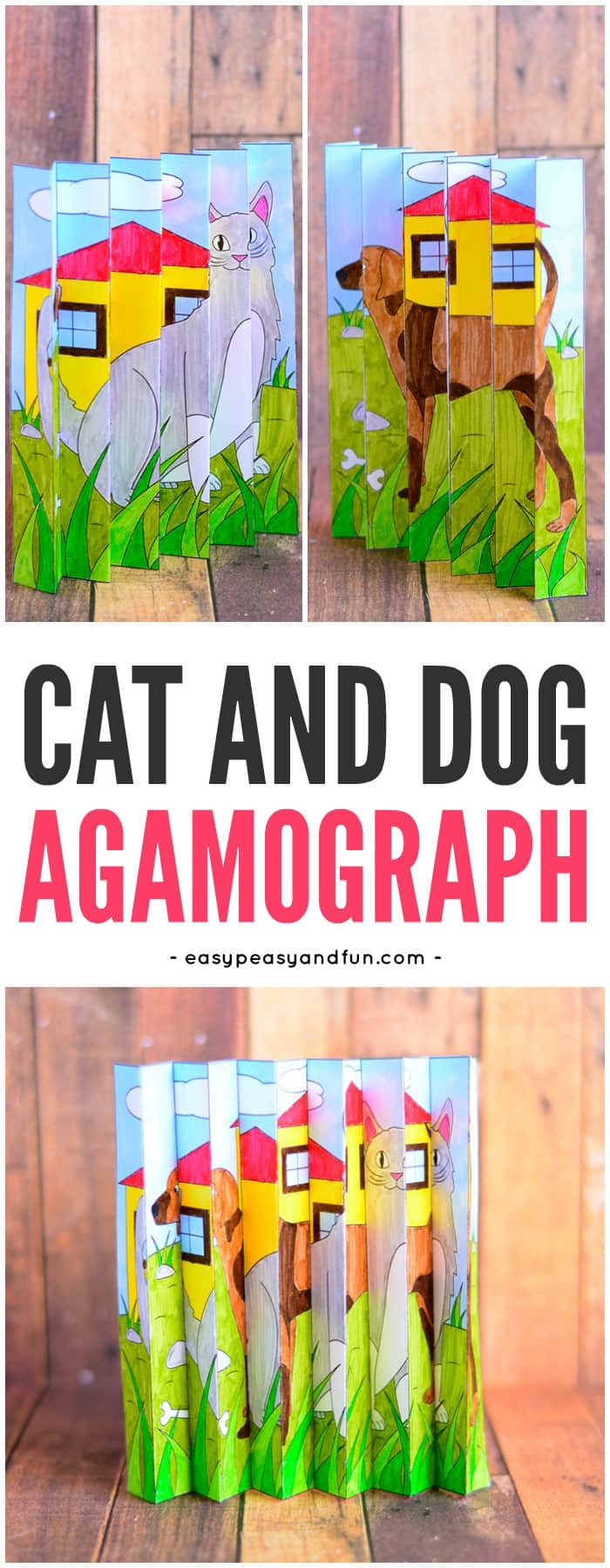 Cat and Dog Agamograph Printable Template for Kids