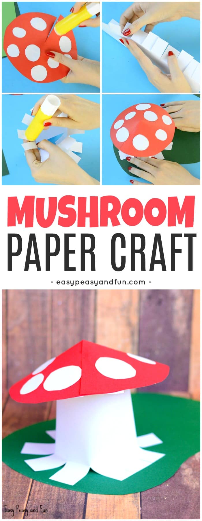 Cute Mushroom Paper Craft for Kids to Make